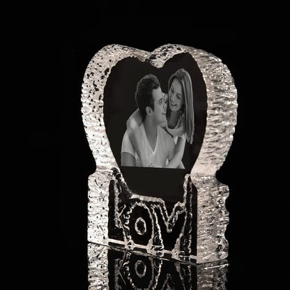 Love Crystal Photo Customized Picture Text NightLight Bluetooth Music Player Wedding Couple for Mother Father Day Christmas Gift