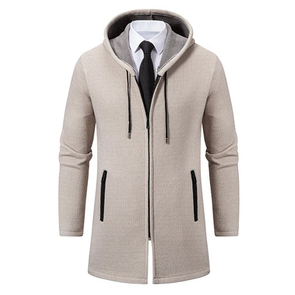 Mens Long Cardigan Full Zip Trench Coat.