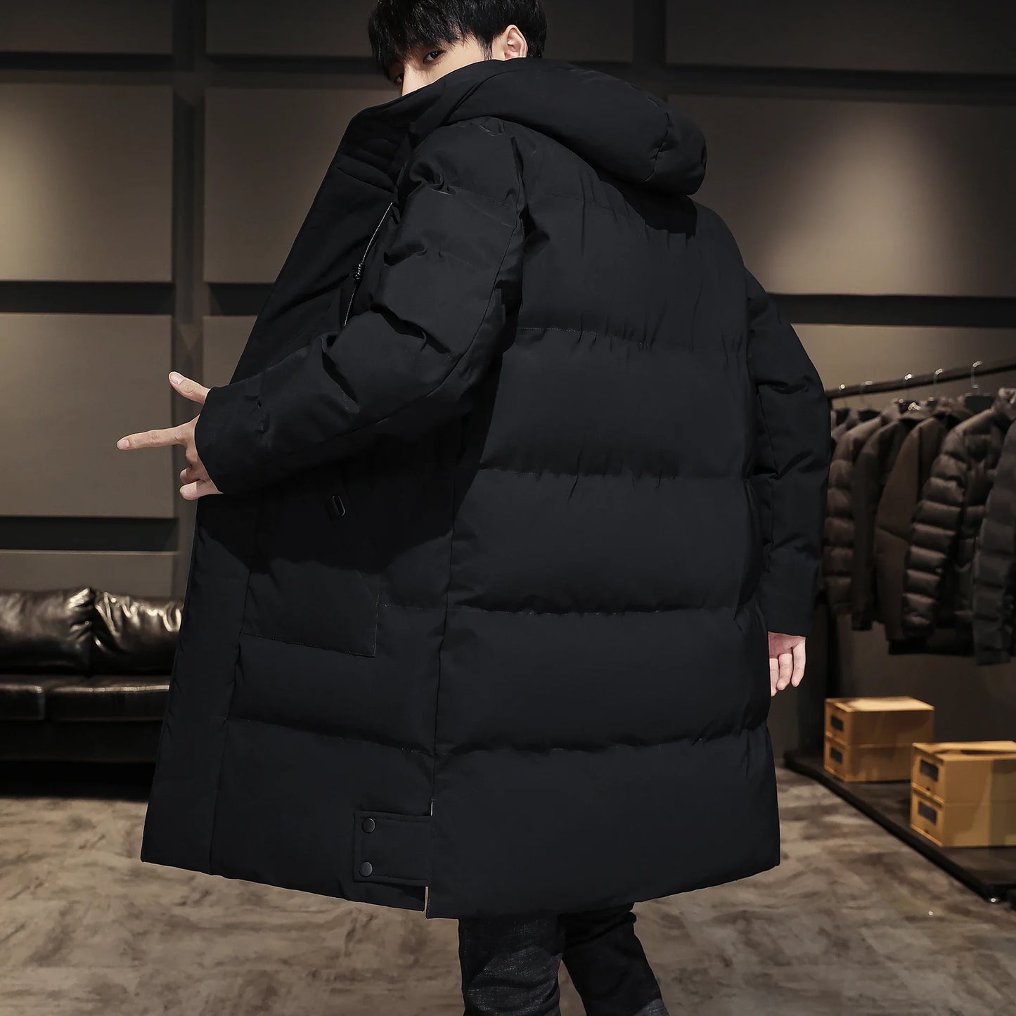 8XL 7XL Men's High Quality Hooded Jacket Black Fashion Winter Jacket Men Brand Clothing 2024 New Parka Men Thick Warm Long Coats