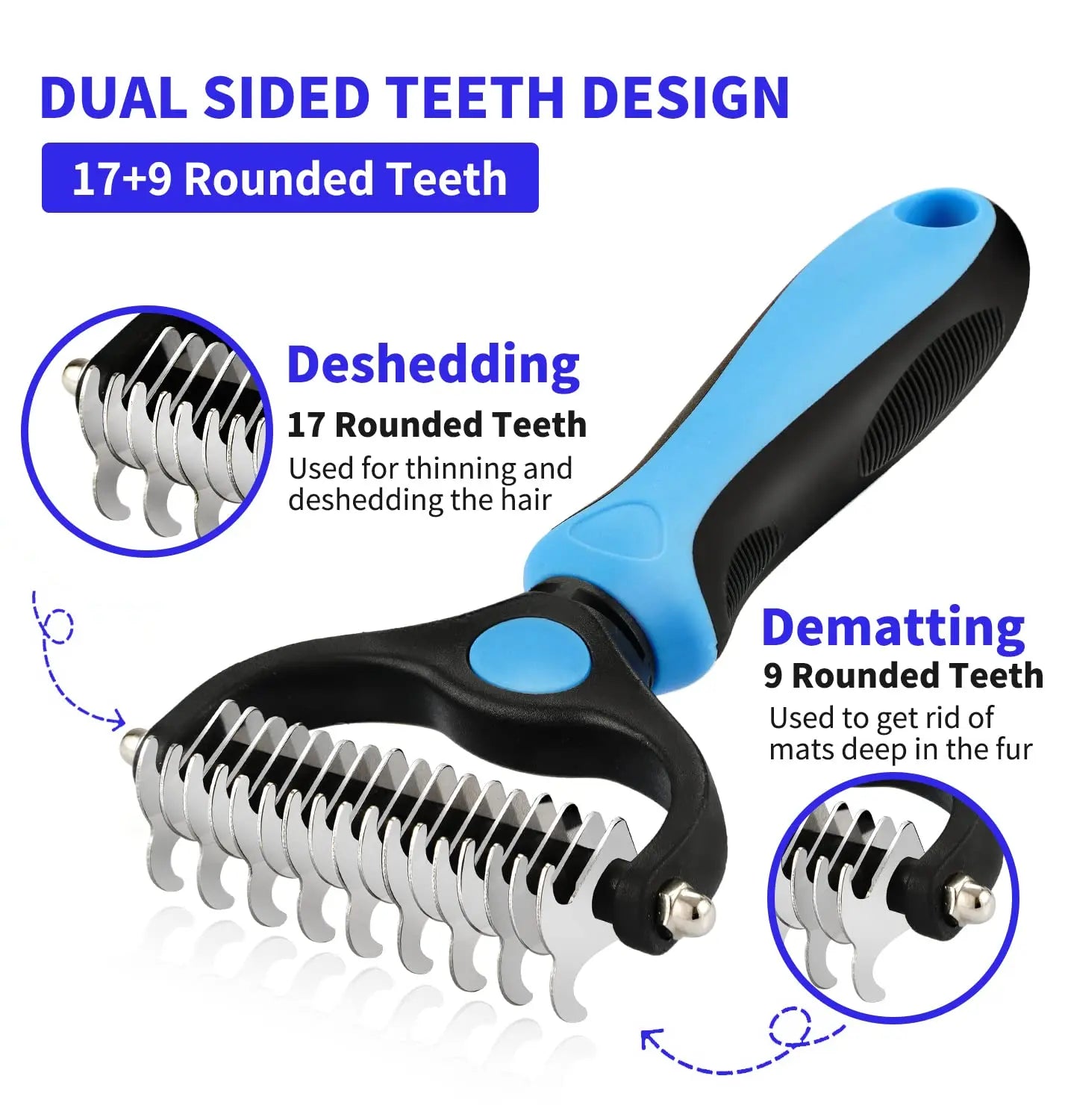 Professional Pet Deshedding Brush Dog Hair Remover Pet Fur Knot.