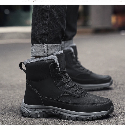 New Men Winter Snow Boots For Waterproof Leather Sneakers Super Warm Men's Boots Outdoor Male Hiking Boots Work Shoes Size 39-48