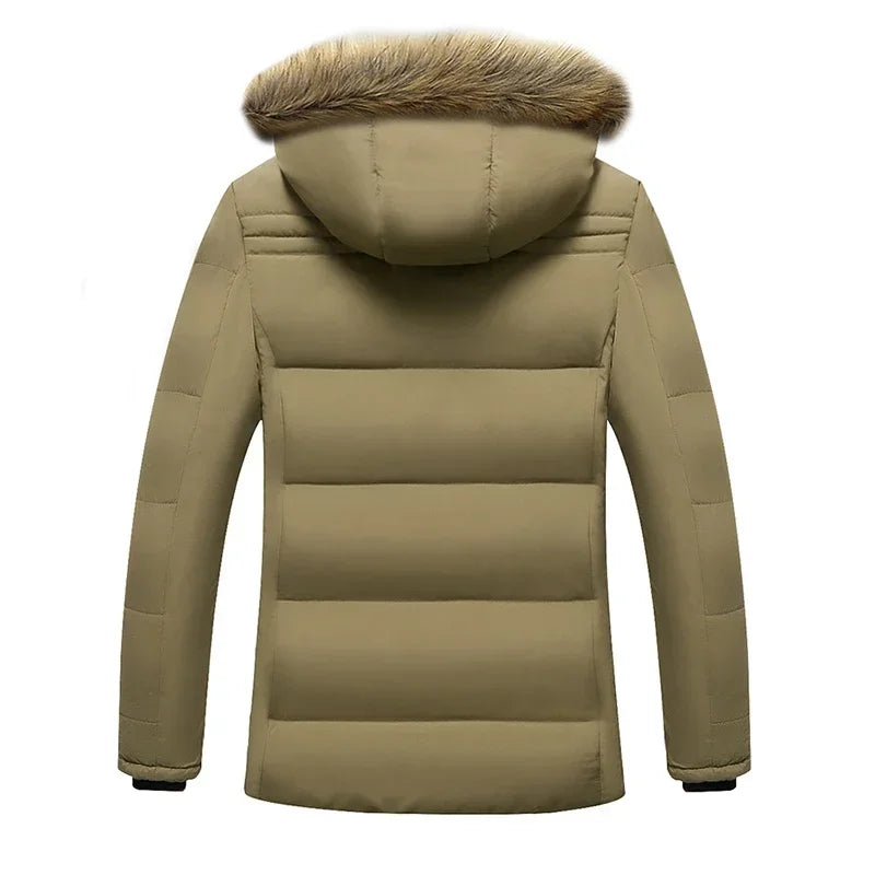 2024 Winter New Warm Thick Fleece Parkas Men Waterproof Hooded Fur Collar Parka Jacket Coat Men Autumn Fashion Casual Parkas Men