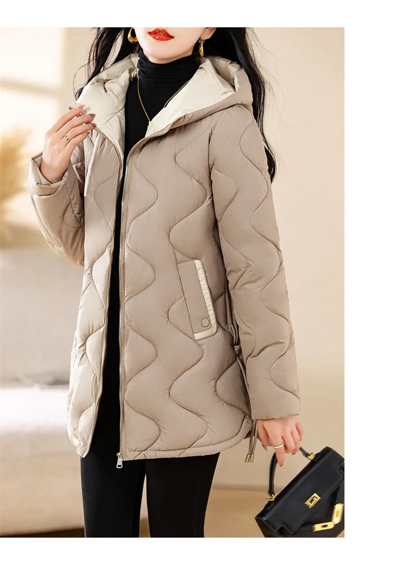 New Winter Jacket Parkas Women Coat Fur Collar Hooded Overcoat Female Jacket.