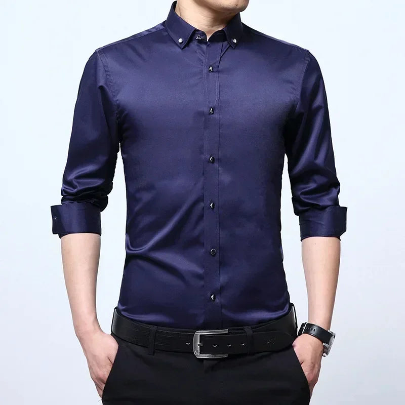 New Men's Slim-fit White Shirt High-quality Short-sleeved Popular Clothing High-end Long-sleeved Casual Suit Wedding Dress Shirt