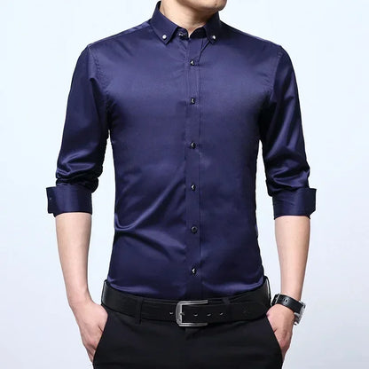 New Men's Slim-fit White Shirt High-quality Short-sleeved Popular Clothing High-end Long-sleeved Casual Suit Wedding Dress Shirt