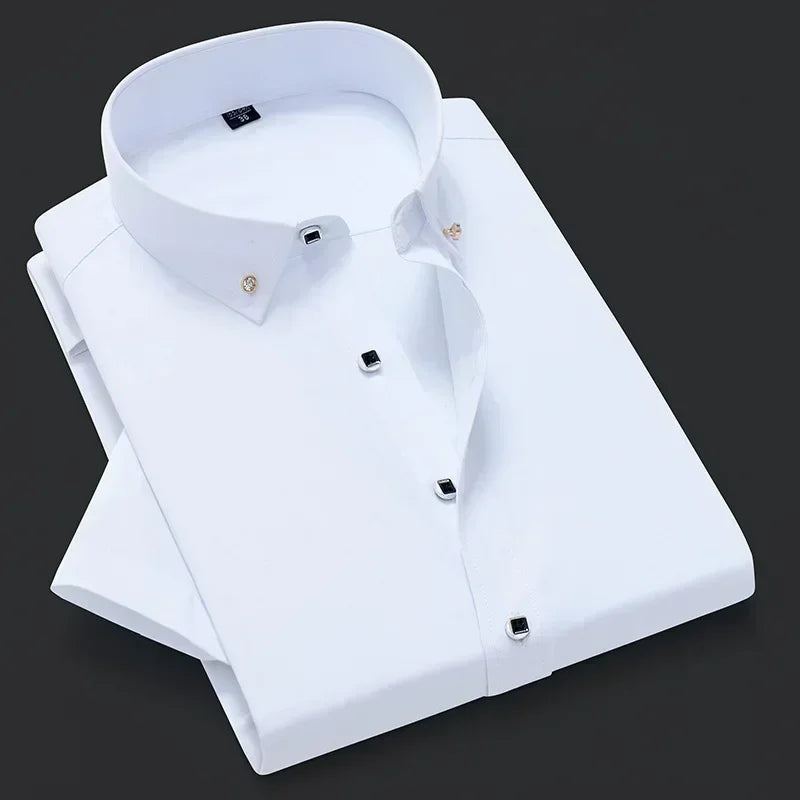 New Men's Slim-fit White Shirt High-quality Short-sleeved Popular Clothing High-end Long-sleeved Casual Suit Wedding Dress Shirt