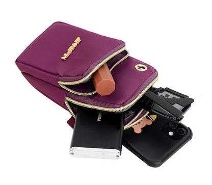 Mobile Phone Bag Women's Crossbody Mini Bags Fashion Mom Mommy Coin Bag Neck Hanging Running Cover Shoulder Bag 3 Layer Wallet