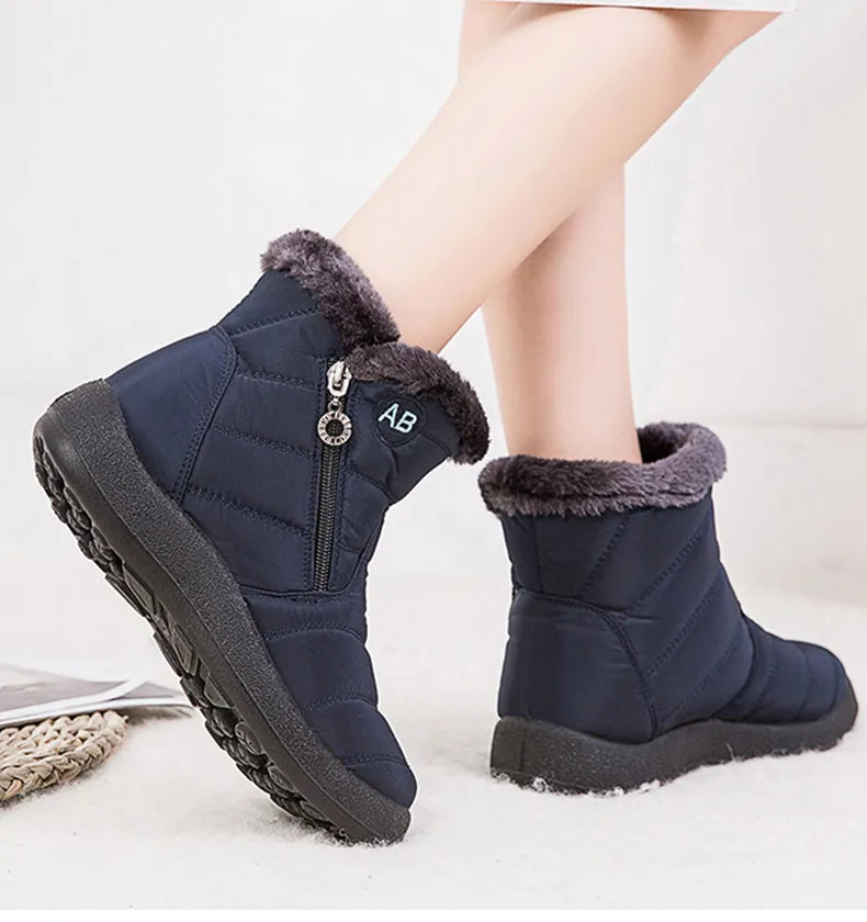 Women's Boots Women's Ankle Boots With Fur Winter Shoes Women Low Heels Winter Boots Snow Waterproof Botas Mujer Winter Footwear