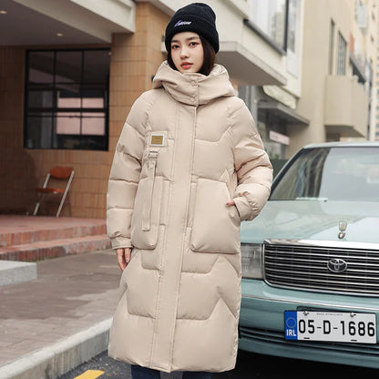 New Winter Women Jacket Long Parkas Female Down Cotton Hooded Overcoat Thick.