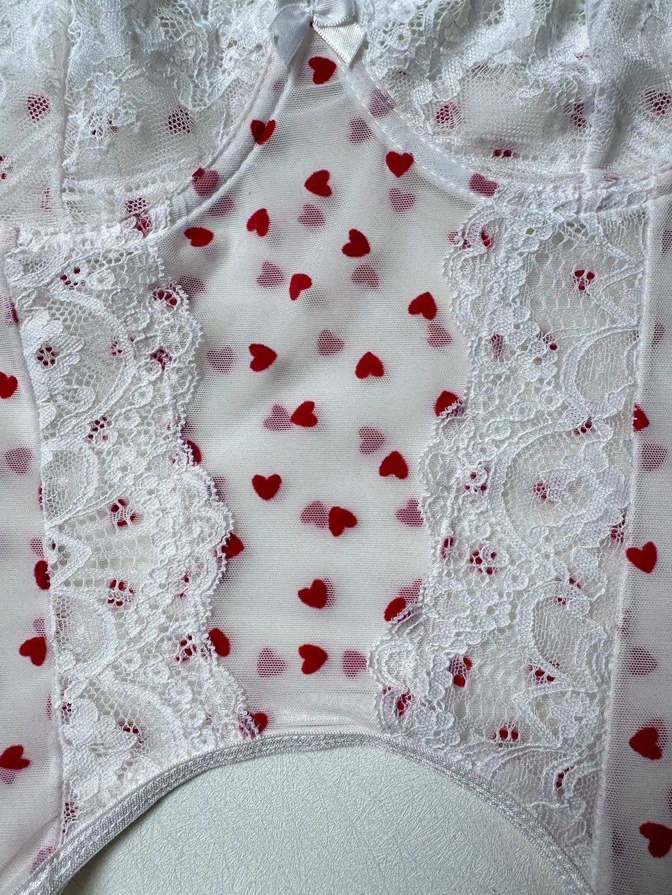 Best Girlfriend gift for birthday, romantic heart-shaped lace ruffle lingerie set.