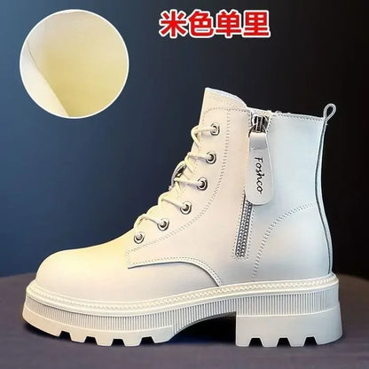 Snow Boots Plush Warm Medium Boots Women's Black and White Winter Thickened Warm Snow Flat Shoes Zapatos Mujer 2024