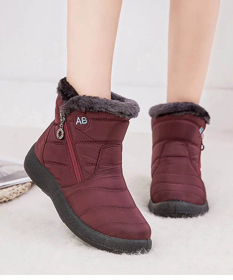 Women's Boots Women's Ankle Boots With Fur Winter Shoes Women Low Heels Winter Boots Snow Waterproof Botas Mujer Winter Footwear