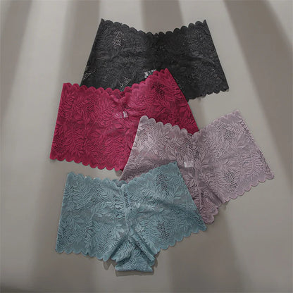 4pcs Lace Floral Boyshorts Underwear for Women.