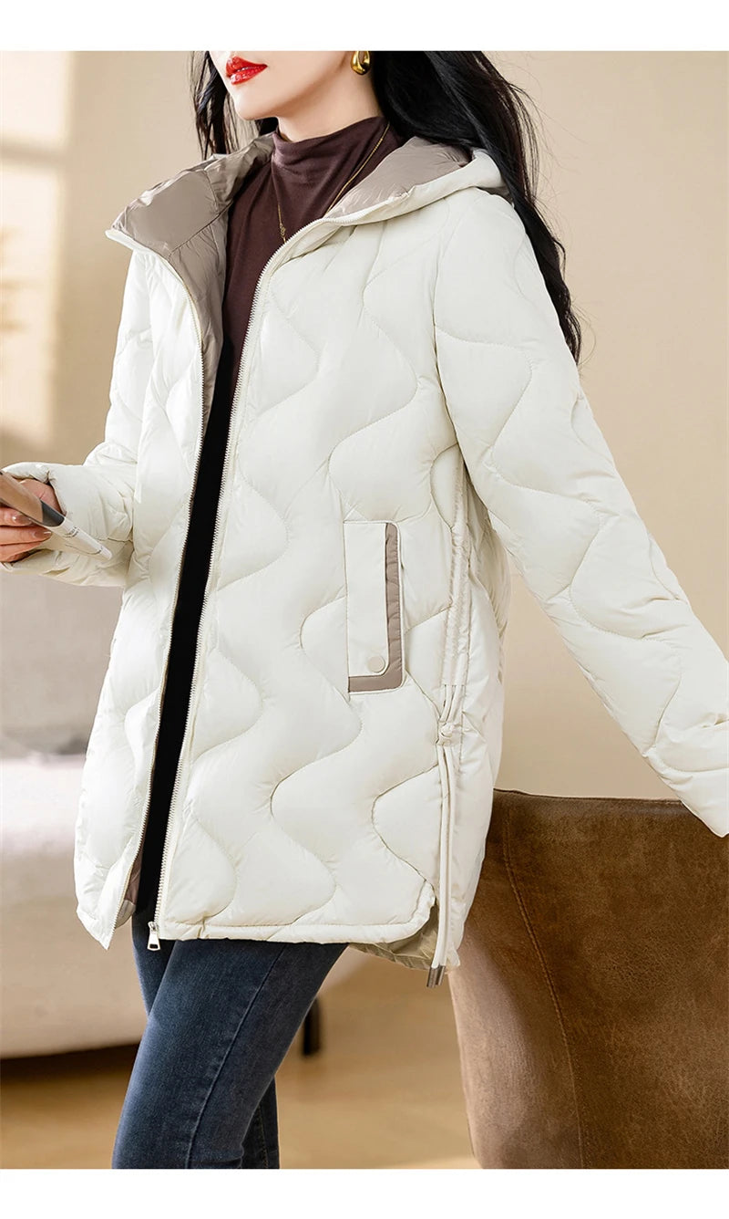 New Winter Jacket Parkas Women Coat Fur Collar Hooded Overcoat Female Jacket.