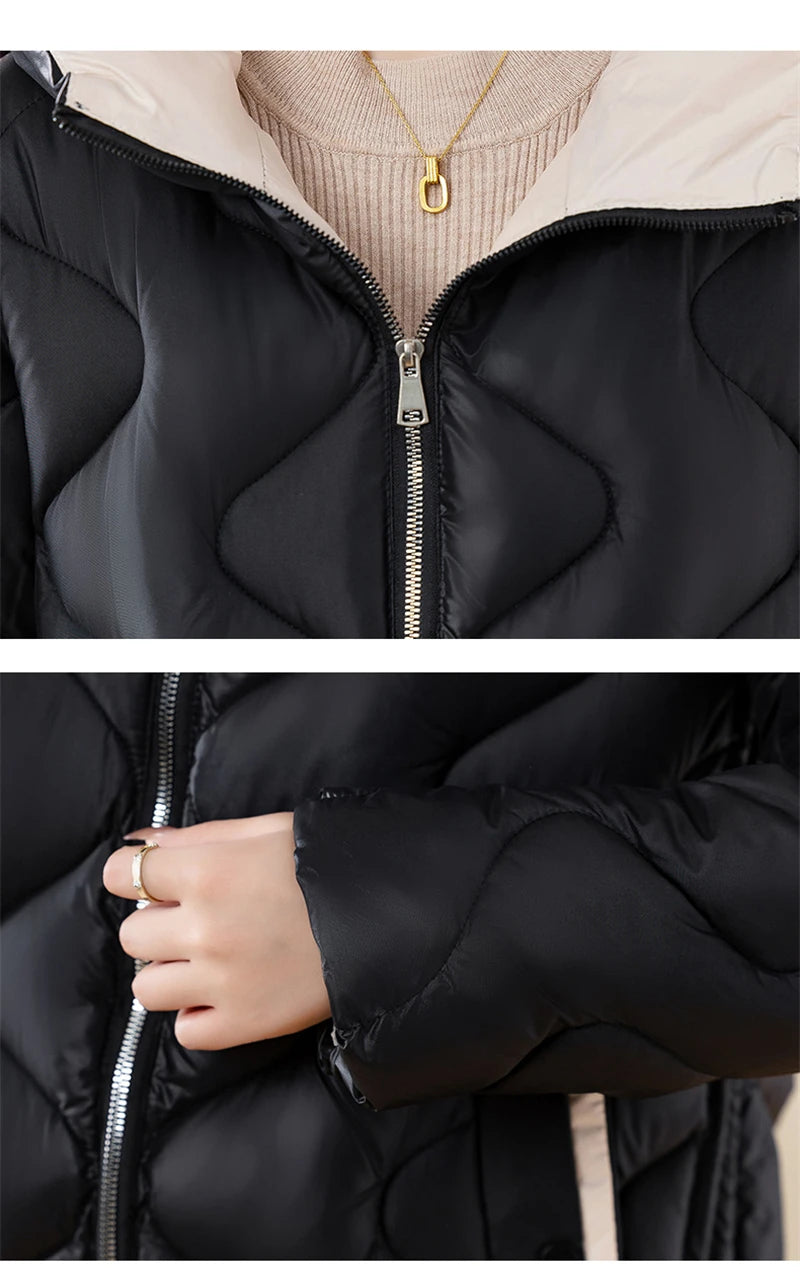 New Winter Jacket Parkas Women Coat Fur Collar Hooded Overcoat Female Jacket.