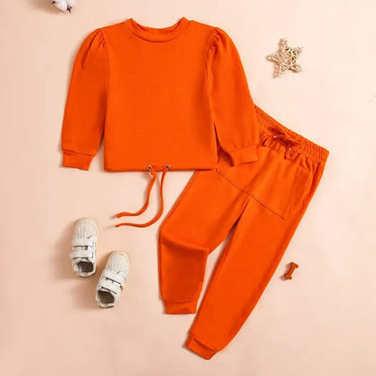 2025 Spring New Girls Fashion O Neck Long Sleeve Pullover Top + Pants 2 Pieces Set Casual Kids Clothes