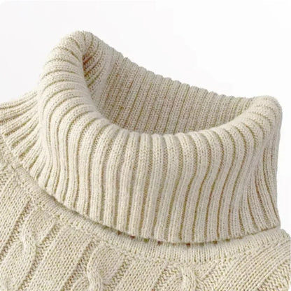 New Men's High Neck Sweater Solid Color Pullover Knitted Warm Casual