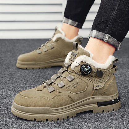 New winter fleece high-top men's boots Comfortable work shoes warm waterproof.