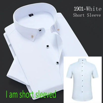 New Men's Slim-fit White Shirt High-quality Short-sleeved Popular Clothing High-end Long-sleeved Casual Suit Wedding Dress Shirt