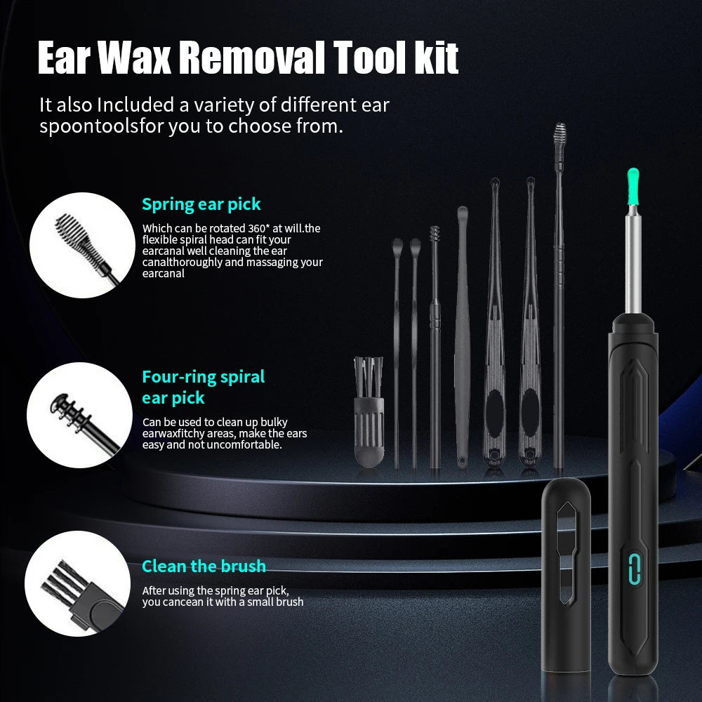 Ear Cleaner with camera Set Ear Sticks Otoscope USB C Charging Endoscope Wax Removal Tool Earpick MIni Camera Ear Cleaning Set