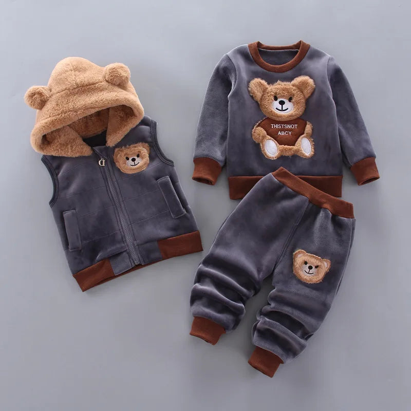 Vest+Coat+Pants 3PCS Tracksuits 1 to 4 Yrs Baby Kids Clothes Autumn Winter Toddler Boys Clothing Sets Kids Casual Girls Outfit