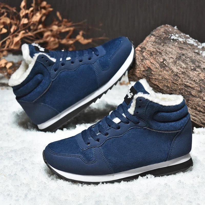 Winter Snow Boots Men Plush Warm Women Boots Suede Leather Ankle Boot Comfortable Light Couple Waterproof Sneakers Big Size 48