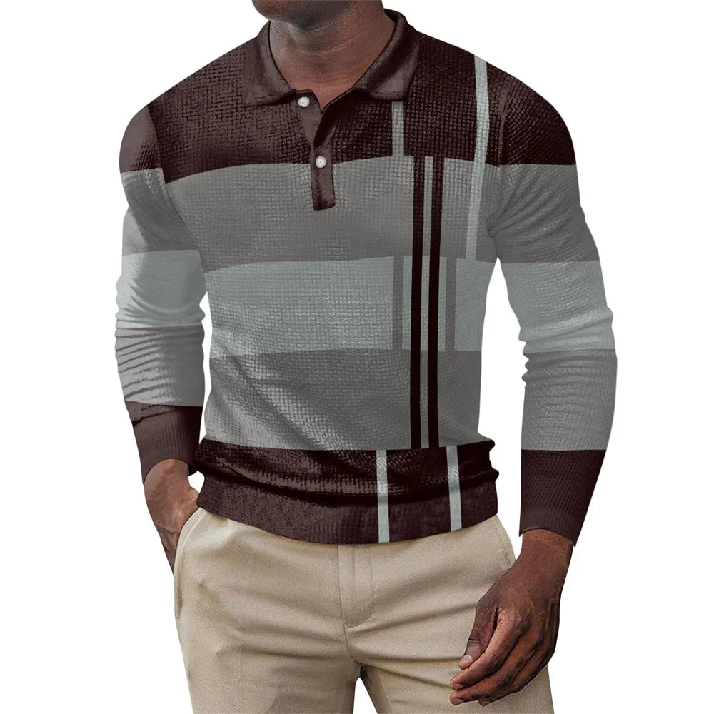 2025 Spring Mens Polo Shirt Long Sleeve Stand Basic Blouse Tee Shirt Top Casual T-shirt Men Shirt