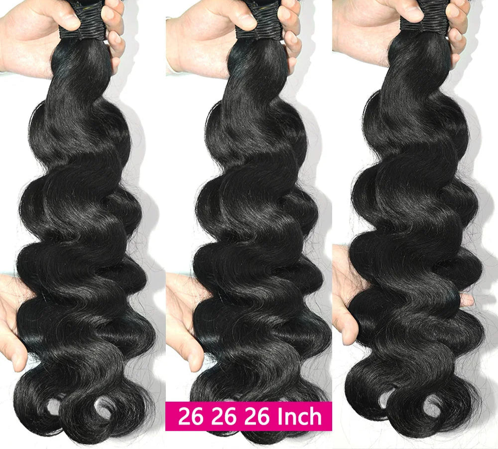 24 26 28 Inch Body Wave Bundles Human Hair 12A Brazilian Hair Weave Human Hair Extensions 100% Human Hair For Women Top Quality