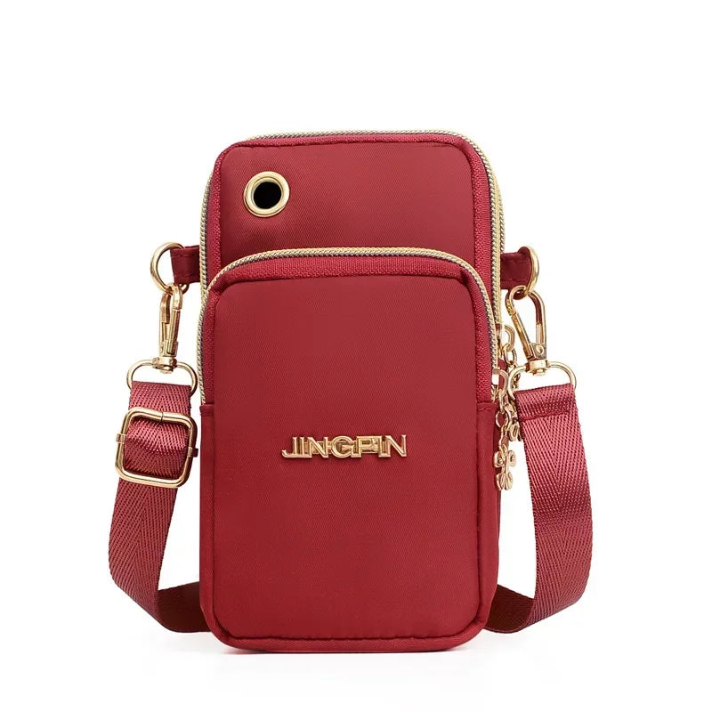 Mobile Phone Bag Women's Crossbody Mini Bags Fashion Mom Mommy Coin Bag Neck Hanging Running Cover Shoulder Bag 3 Layer Wallet