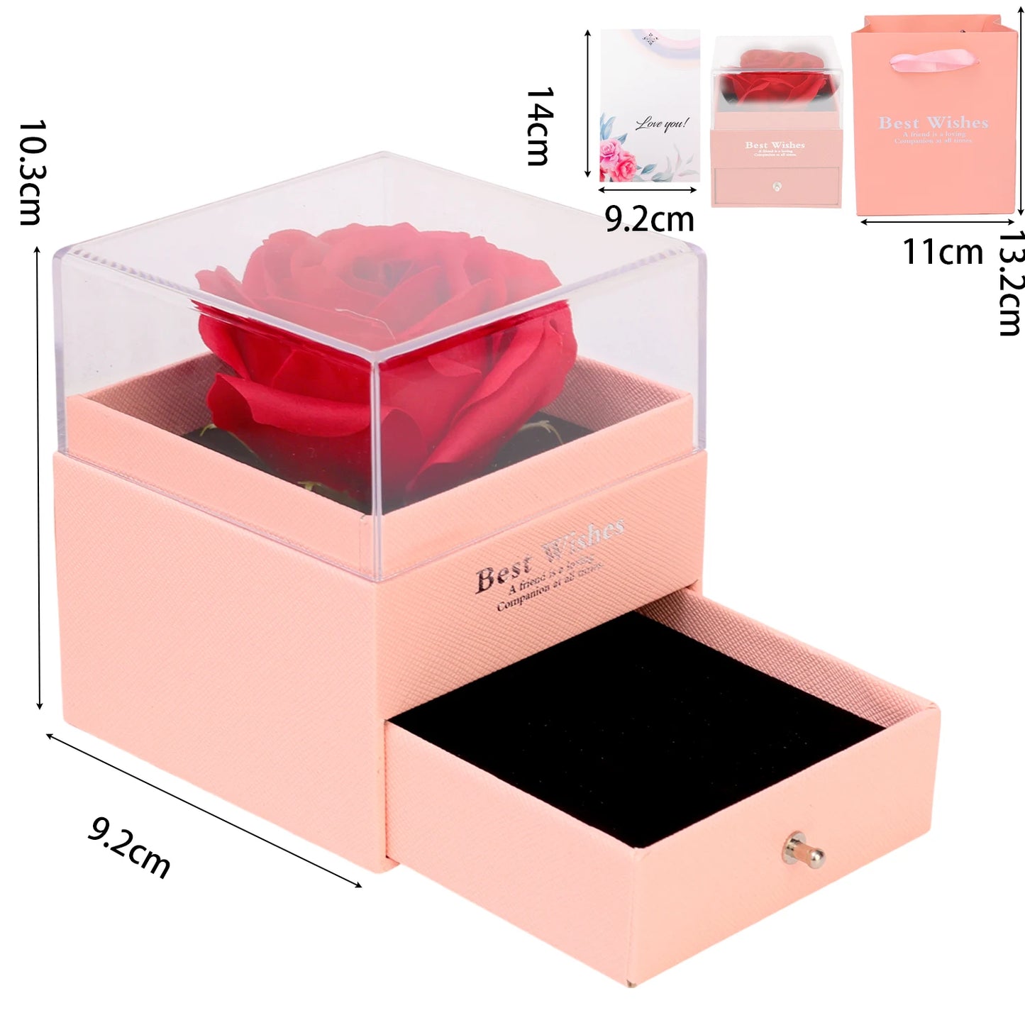 2025 Valentine Gift Box Sparkling Heart Love Necklace with Luxurious Rose Gift Boxes ForGirlfriend Mom Romantic Package Case