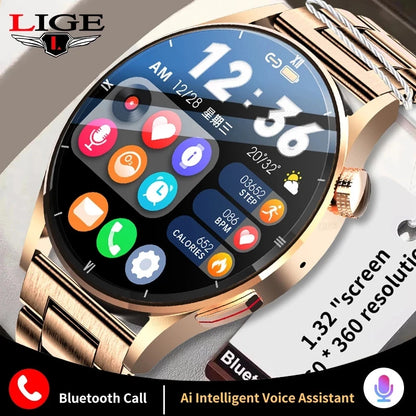 LIGE New Bluetooth Call Smart Watch Women Physical Health Watches Men Body Temperature Infrared Blood Oxygen Monitor Smartwatch