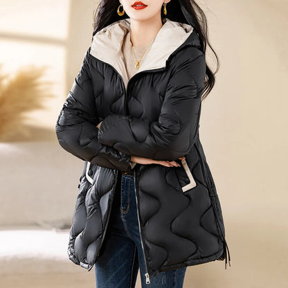 New Winter Jacket Parkas Women Coat Fur Collar Hooded Overcoat Female Jacket.