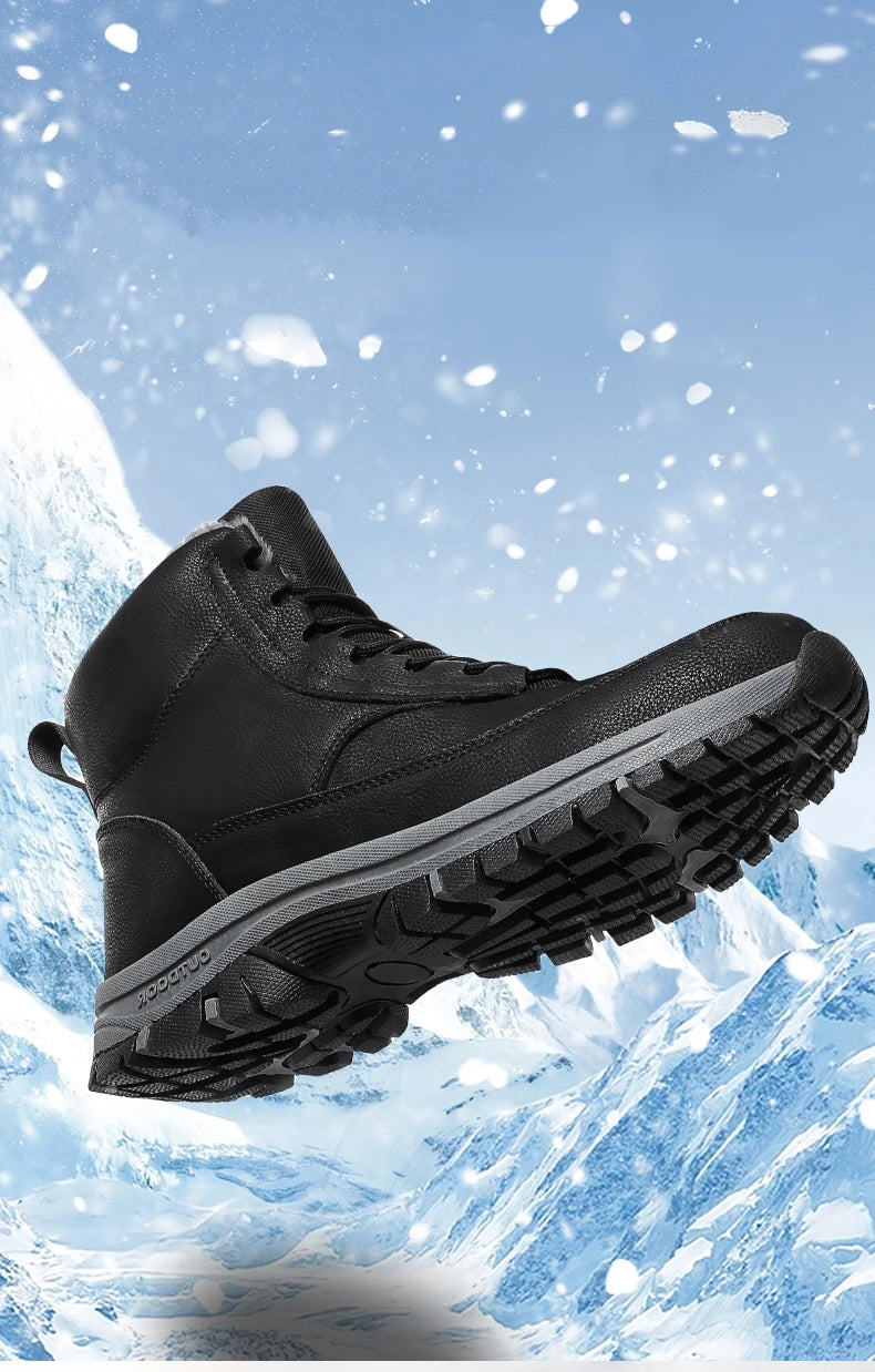 New Men Winter Snow Boots For Waterproof Leather Sneakers Super Warm Men's Boots Outdoor Male Hiking Boots Work Shoes Size 39-48