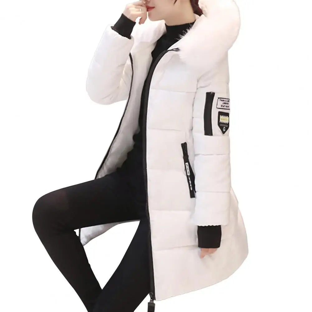 Women Coat Solid Color Thickened Padded Stuffed Hooded