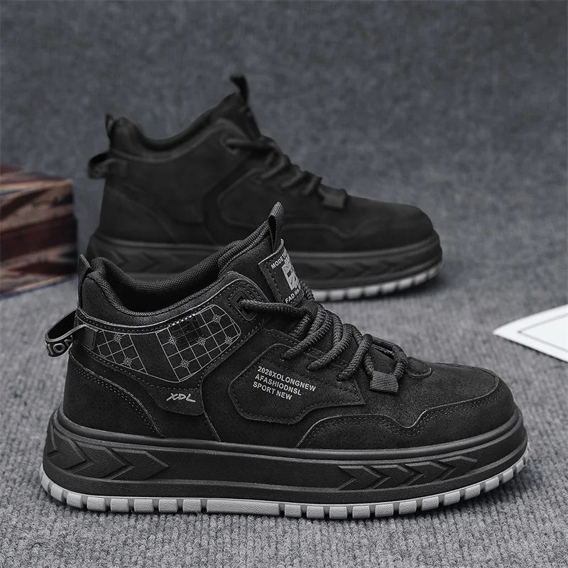 New winter fleece high-top men's boots Comfortable work shoes warm waterproof.