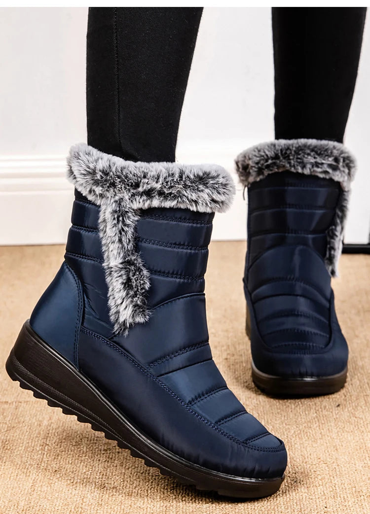 Women's Winter Boots Fur Winter Shoes For Women 2024 New Snow Boots Wedge Heels Ankle Botas Mujer Waterproof Winter Footwear