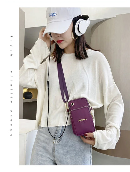 Mobile Phone Bag Women's Crossbody Mini Bags Fashion Mom Mommy Coin Bag Neck Hanging Running Cover Shoulder Bag 3 Layer Wallet