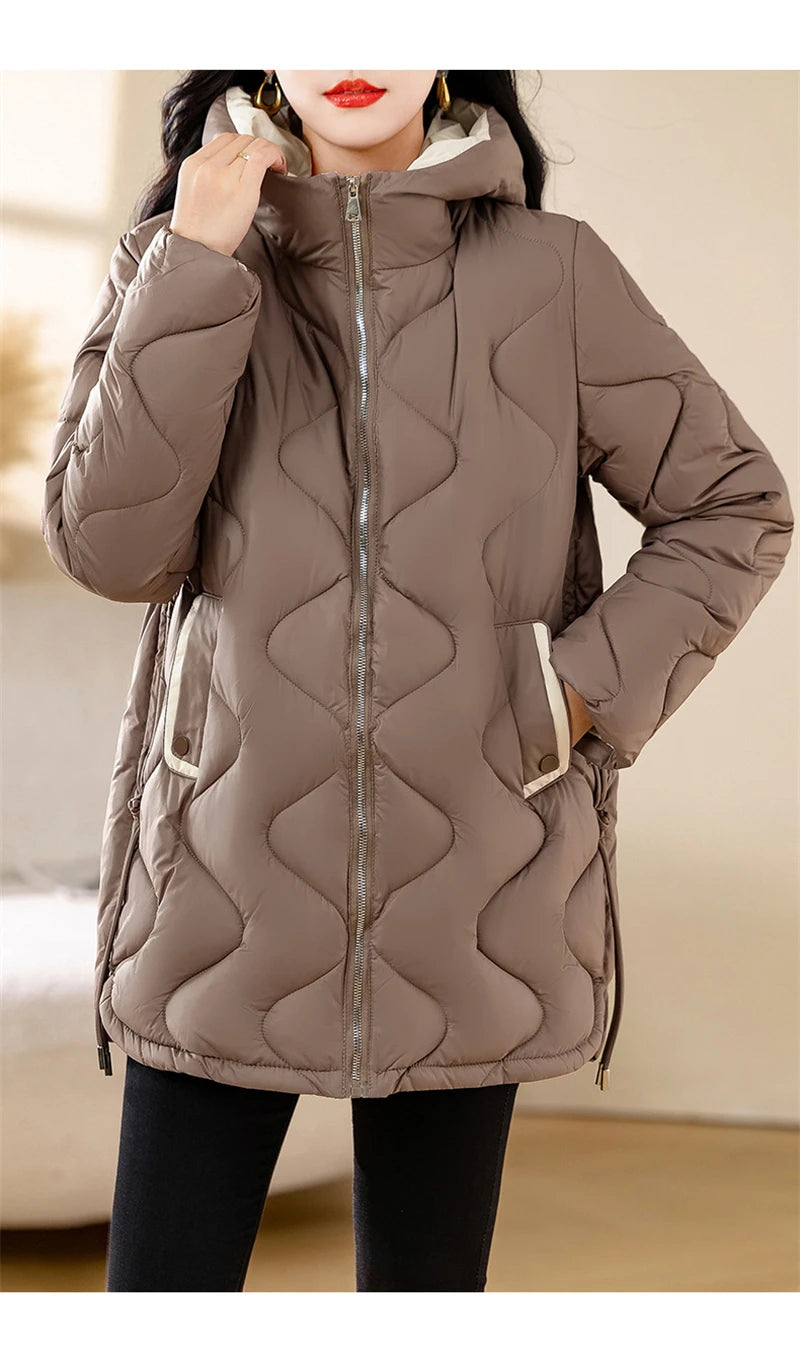 New Winter Jacket Parkas Women Coat Fur Collar Hooded Overcoat Female Jacket.