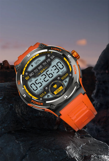 Smart Watch 3ATM Waterproof 1.53" KT76 Men Sport Compass LED Flashlight Heart Rate Health Sleep Analysis Bluetooth Call Watch