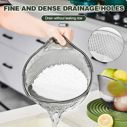 Kitchen Multi-Function Rice Washing Spoon Plastic Vegetable Basin Fruit Sieve Washing Basin Drain Basket Home Acceesories Tools