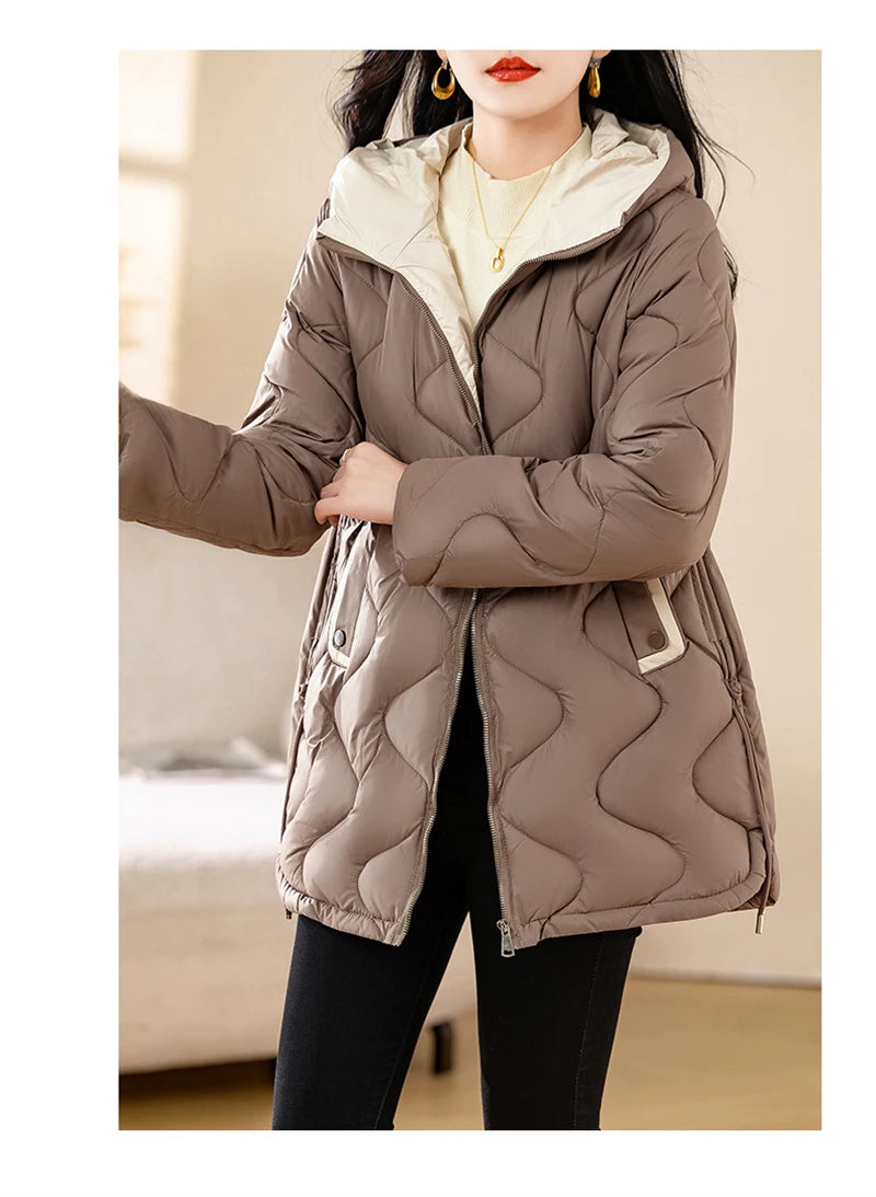 New Winter Jacket Parkas Women Coat Fur Collar Hooded Overcoat Female Jacket.