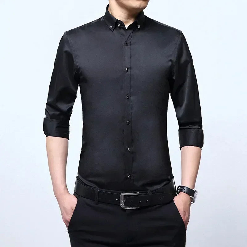 New Men's Slim-fit White Shirt High-quality Short-sleeved Popular Clothing High-end Long-sleeved Casual Suit Wedding Dress Shirt