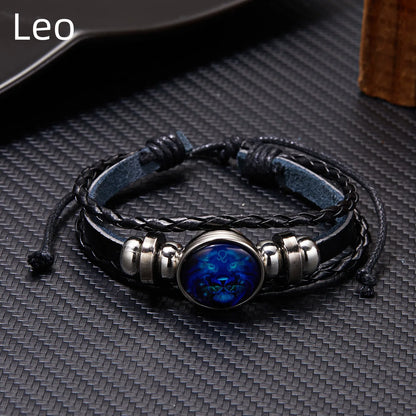 12 Constellation Zodiac Sign Charm Luminous Bracelets Men Women