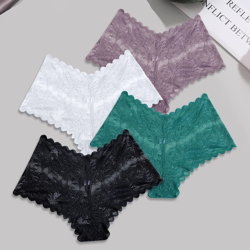 4pcs Lace Floral Boyshorts Underwear for Women.