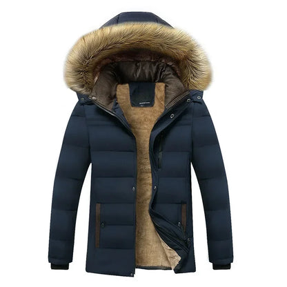 2024 Winter New Warm Thick Fleece Parkas Men Waterproof Hooded Fur Collar Parka Jacket Coat Men Autumn Fashion Casual Parkas Men