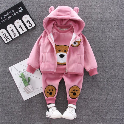 Vest+Coat+Pants 3PCS Tracksuits 1 to 4 Yrs Baby Kids Clothes Autumn Winter Toddler Boys Clothing Sets Kids Casual Girls Outfit