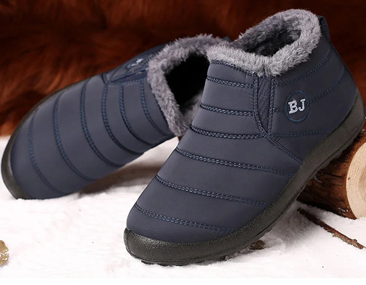 Men's Boots Slip On Winter Shoes For Men Fur Ankle Boots Waterproof Snow Boots Winter Chaussure Hommes Casual Booties For Men