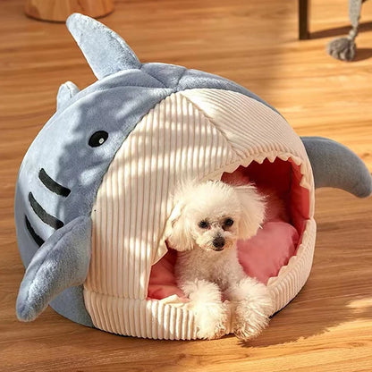 Warm Cat Beds Cartoon Shark Pet Cave Beds Sweet Kittens Basket Cushion Cat