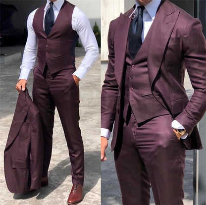 Elegant Wedding Tuxedos Suits Slim Fit Bridegroom For Men 3 Pieces Groomsmen