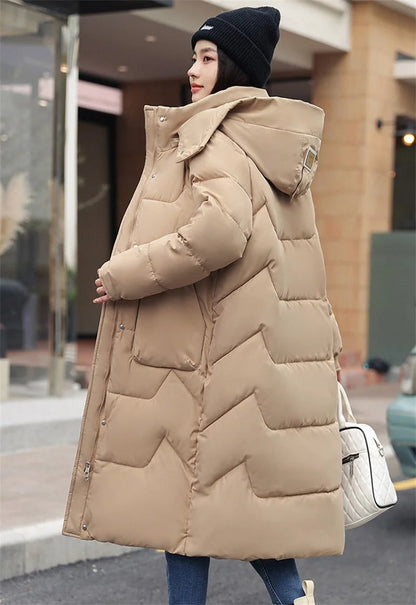 New Winter Women Jacket Long Parkas Female Down Cotton Hooded Overcoat Thick.